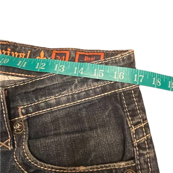 Rock Revival Jeans Mens 34 Casual Denim Embroided Distressed Boot Cut Pants - Picture 11 of 16